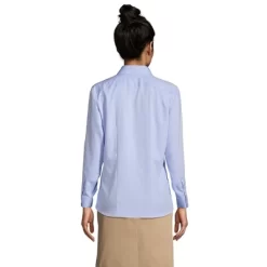 Lands' End School Uniform Women's Long Sleeve No Iron Pinpoint Shirt
