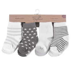 Touched By Nature Baby Unisex Organic Cotton Socks, Charcoal Stars