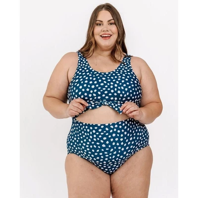 Lime Ricki Women's Indigo Dot Knotted One-Piece
