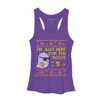 Women's Design By Humans Funny Here For The Boos Ugly Halloween Sweater By DragonTee Racerback Tank Top - Image 5