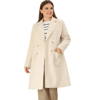 Agnes Orinda Women's Plus Size Winter Peacoat Notched Lapel Double Breasted Long Overcoats - Image 11