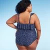 Women's Polka Dot Ruffle Shoulder One Piece Swimsuit - Kona Sol™ Navy Blue