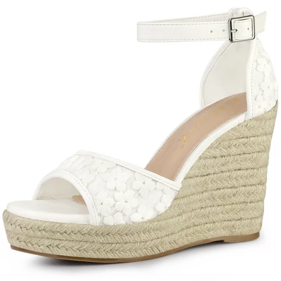 Allegra K Women's Lace Platform Espadrilles Wedge Heels Sandals - Image 7