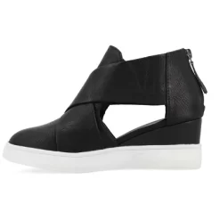 Journee Collection Womens Seena Round Toe Back Heel Zip Wedge Sneakers
