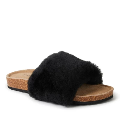 Fireside By Dearfoams Women's Canberra Genuine Shearling Band Footbed Slide Slippers - Image 5