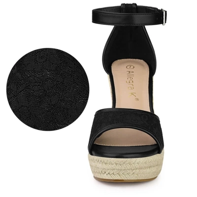 Allegra K Women's Lace Platform Espadrilles Wedge Heels Sandals - Image 2