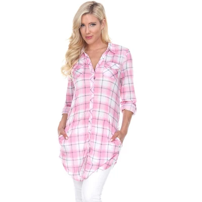 Women's Piper Stretchy Plaid Tunic With Pockets - White Mark - Image 5