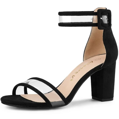Allegra K Women's Clear Ankle Strap Chunky Heels Sandals - Image 10