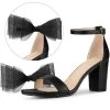 Perphy Bow Tie Ankle Strap Chunky High Heels Sandals For Women