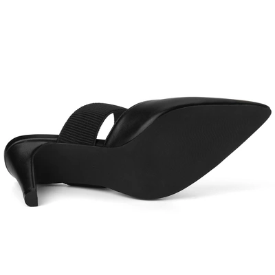 Allegra K Women's Pointed Toe Elastic Strap Stiletto Heels Mules - Image 5