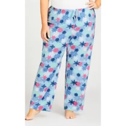 Women's Plus Size Snowflake Fleece Sleep Pant - Blue | AVENUE