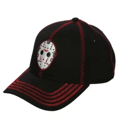 Friday The 13th Jason Embroider Mask Black & Orange Snapback Hat