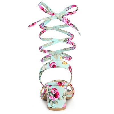 Allegra K Women's Block Heel Lace Up Heel Sandals - Image 2