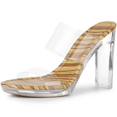Allegra K Women's Platform Clear Heel Chunky Heels Slide Sandals - Image 9