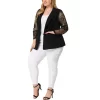 Agnes Orinda Women's Plus Size Work Flat Collar Notch Lapel Lace Front Blazers