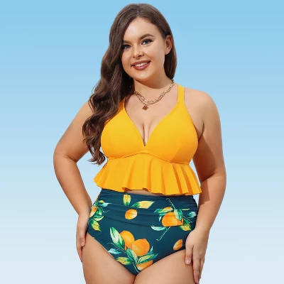 Women's High Waist Ruffled Plus Size Bikini Set - Cupshe - Image 6