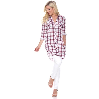 Women's Piper Stretchy Plaid Tunic With Pockets - White Mark - Image 6