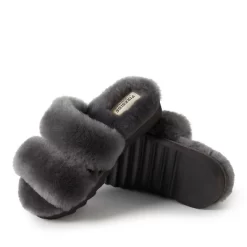 Dearfoams Women's Benalla Genuine Shearling Double Band Slide Slippers