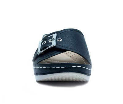 GC Shoes Justina Buckle Comfort Slide Wedge Sandals - Image 2