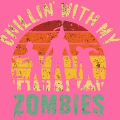 Women's Design By Humans Halloween Chillin With My Zombies Funny By Ering Racerback Tank Top
