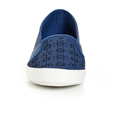 Women's WIDE FIT Laser Cut Skater - Navy | EVANS - Image 4