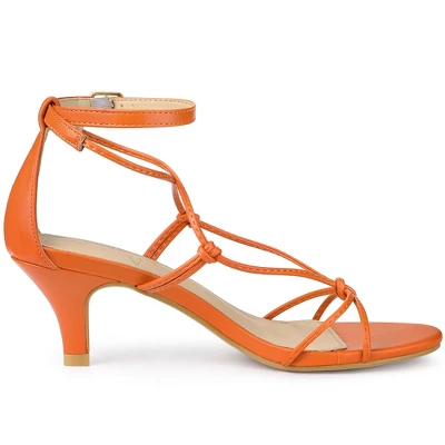 Perphy Strappy Knot Ankle Strap Kitten Heels Sandals For Women - Image 3