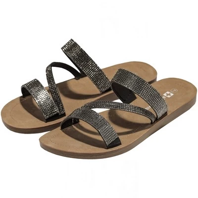 Alpine Swiss Womens Rhinestone Slide Sandals Dressy Summer Strappy Flat Shoes - Image 6