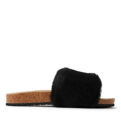 Fireside By Dearfoams Women's Canberra Genuine Shearling Band Footbed Slide Slippers - Image 2