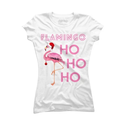 Junior's Design By Humans Flamingo HoHoHo Christmas Day X-Mas Flamingo Shirt By TomGiant T-Shirt - Image 4