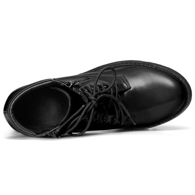 Allegra K Women's Chunky Heel Lace Up Zipper Combat Boots - Image 3