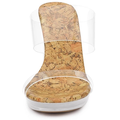 Allegra K Women's Platform Clear Heel Chunky Heels Slide Sandals - Image 2