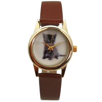 Olivia Pratt Cat And Dog Face Faux Leather Band Women Watch - Image 3