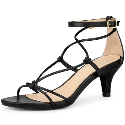 Perphy Strappy Knot Ankle Strap Kitten Heels Sandals For Women - Image 6