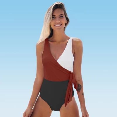 Women's Color Block Tie Side One Piece Swimsuit - Cupshe - Image 11