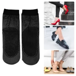 Unique Bargains Women's Nylon Anti-Slip No Show Lace Socks 10 Pairs