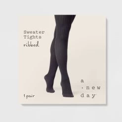 Women's Ribbed Sweater Tights - A New Day™ Black