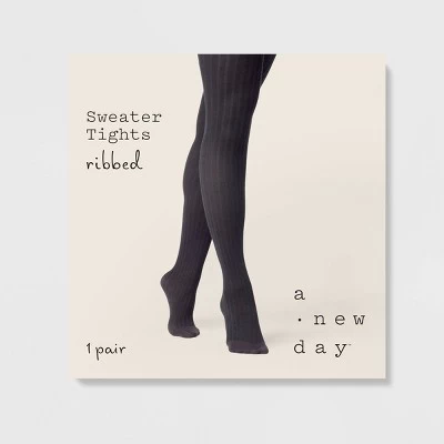 Women's Ribbed Sweater Tights - A New Day™ Black