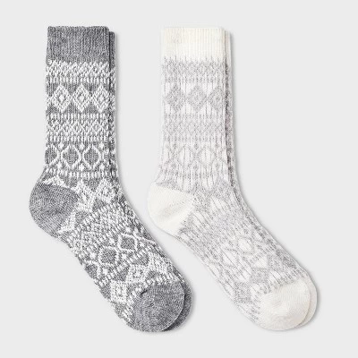 Women's 2pk Midweight Wool Blend Sweater Fair Isle Crew Socks - All In Motion™ 4-10 - Image 3