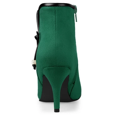 Allegra K Women's Bow Pointed Toe Stiletto Heel Ankle Boots - Image 2