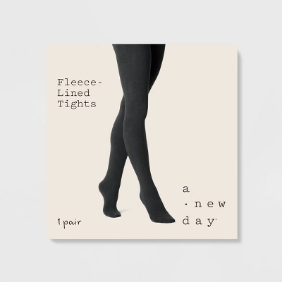 Women's Flat Knit Fleece Lined Tights - A New Day™