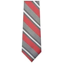TheDapperTie Men's Red, White And Black Stripes Necktie With Hanky