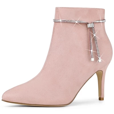 Allegra K Women's Bling Rhinestone Pointed Toe Stiletto Heels Ankle Boots - Image 8