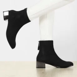 Allegra K Women's Chunky Electroplated Heel Ankle Boots