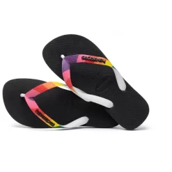 Havaianas - Women's Top Pride Strap Flip Flop Sandals - Black With Rainbow Strap