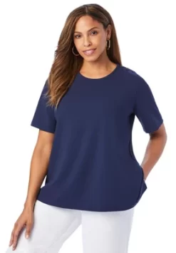 Jessica London Women’s Plus Size Crepe Button Shoulder Top
