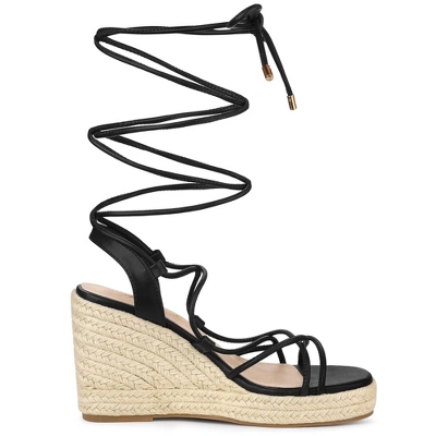 Allegra K Women's Lace Up Platform Heel Espadrilles Wedge Sandals - Image 5