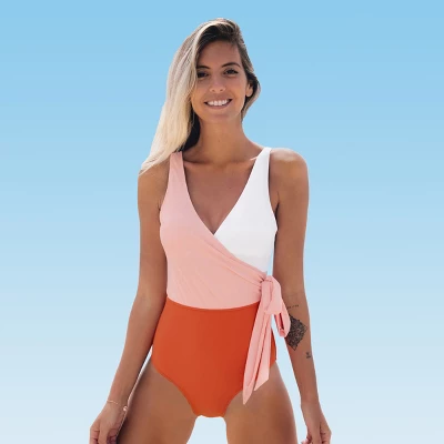Women's Color Block Tie Side One Piece Swimsuit - Cupshe - Image 4
