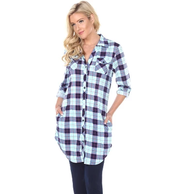 Women's Piper Stretchy Plaid Tunic With Pockets - White Mark - Image 9