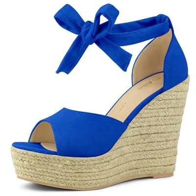 Allegra K Women's Espadrilles Tie Up Ankle Strap Wedges Sandals - Image 12