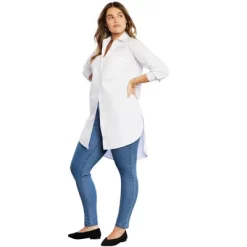 June + Vie By Roaman's Women’s Plus Size Poplin La Vie Max Tunic